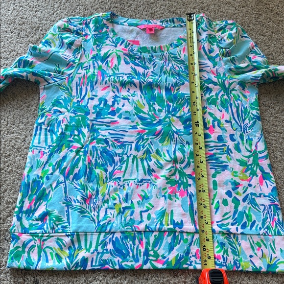 New Lilly Pulitzer Jansen Sweatshirt Blue Ibiza Cabana Cocktail Print Sz M - Picture 6 of 6